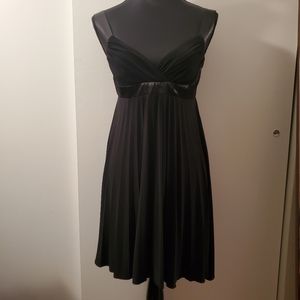 Black Empire-waist Pleated Dress